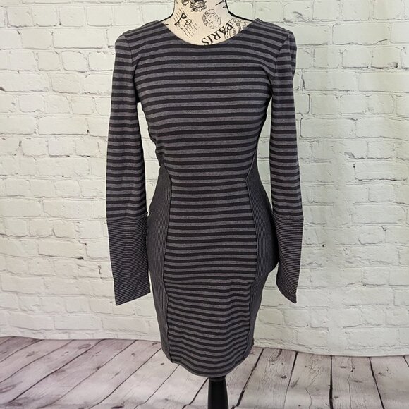 FP Beach Dress Gray Contrasting Stripe XS Long Sleeve - Picture 1 of 6